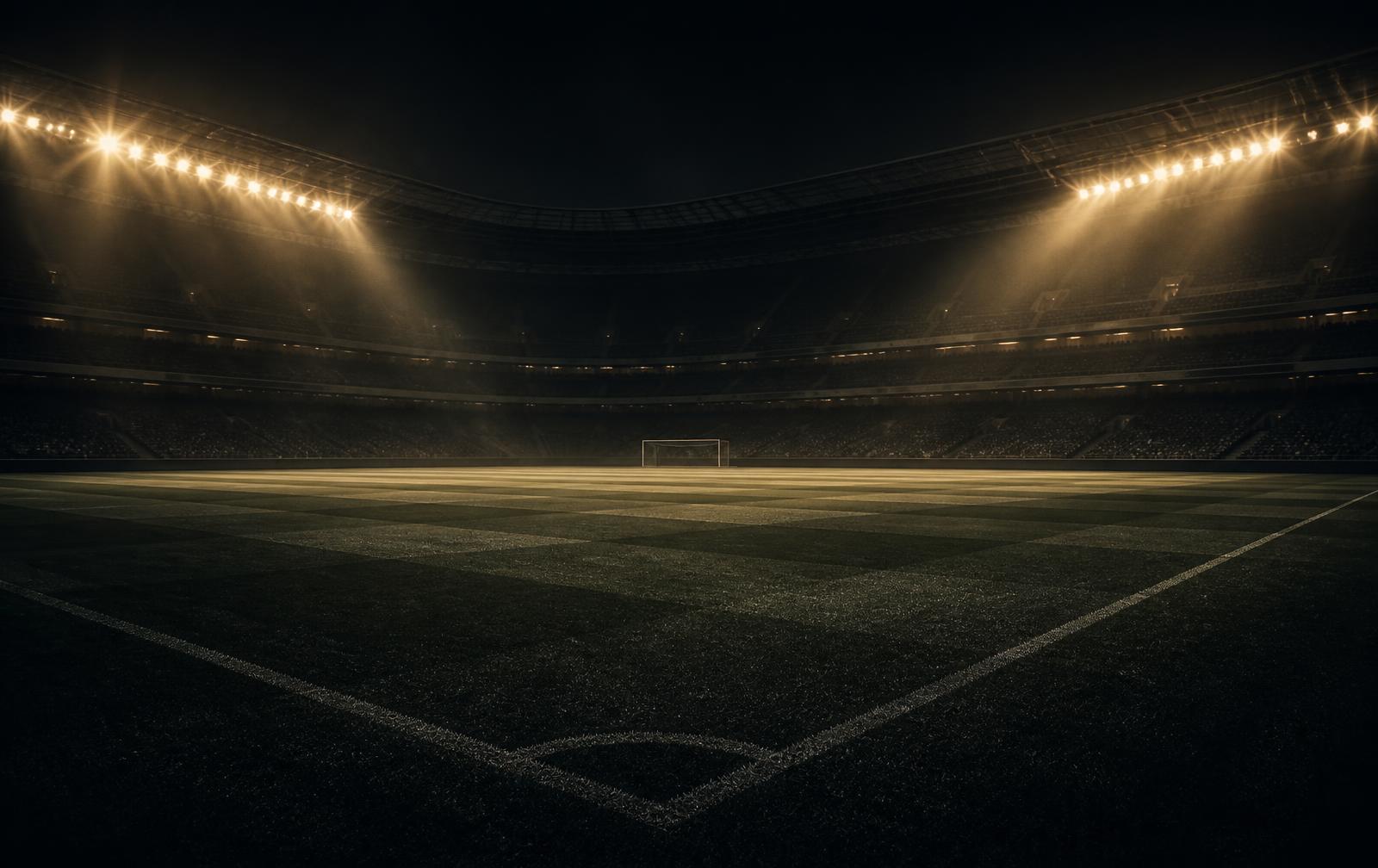 Campo de futebol iluminado à noite